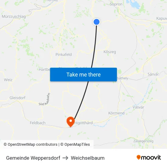Gemeinde Weppersdorf to Weichselbaum map