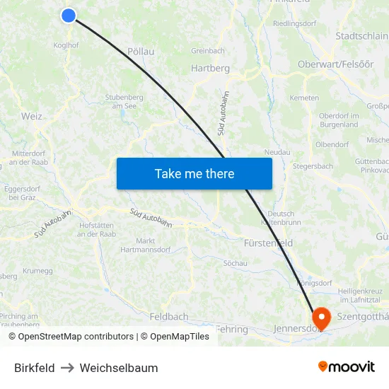 Birkfeld to Weichselbaum map