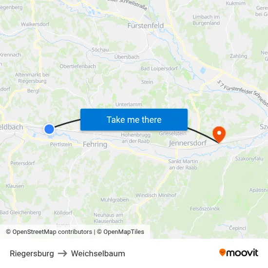 Riegersburg to Weichselbaum map