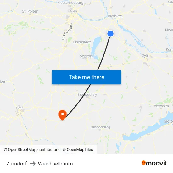 Zurndorf to Weichselbaum map