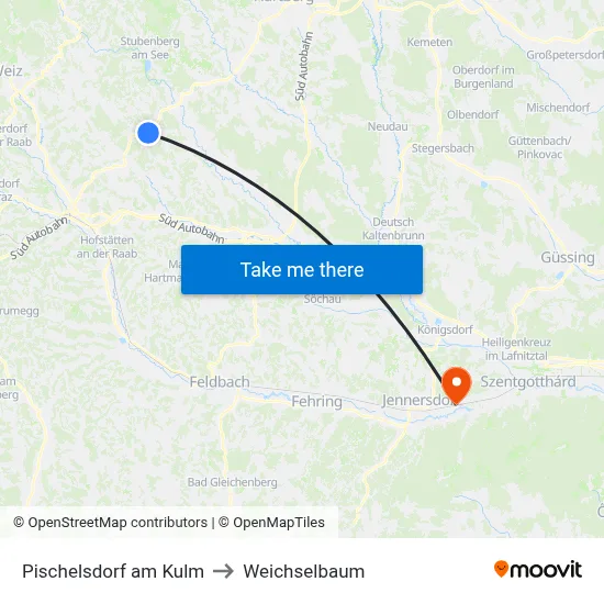 Pischelsdorf am Kulm to Weichselbaum map