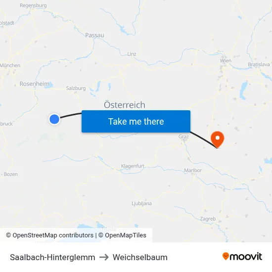 Saalbach-Hinterglemm to Weichselbaum map