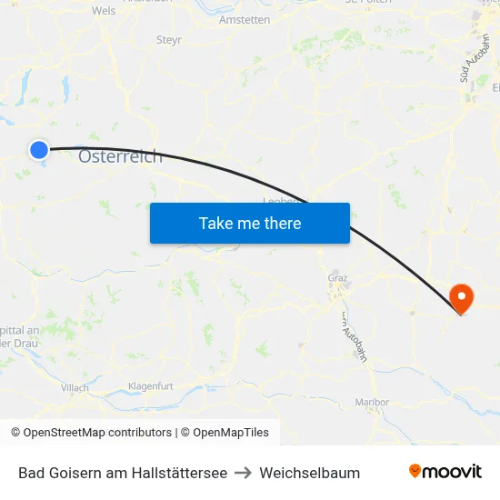 Bad Goisern am Hallstättersee to Weichselbaum map