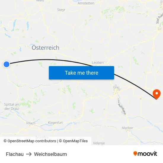 Flachau to Weichselbaum map