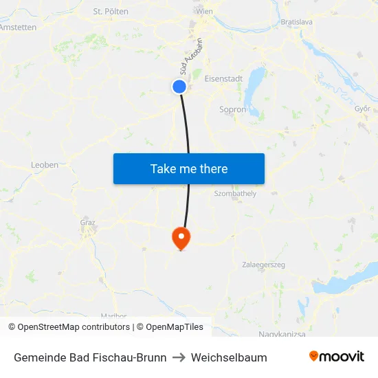 Gemeinde Bad Fischau-Brunn to Weichselbaum map