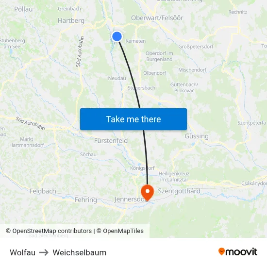 Wolfau to Weichselbaum map