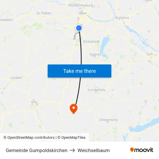 Gemeinde Gumpoldskirchen to Weichselbaum map