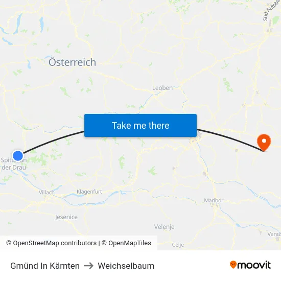 Gmünd In Kärnten to Weichselbaum map