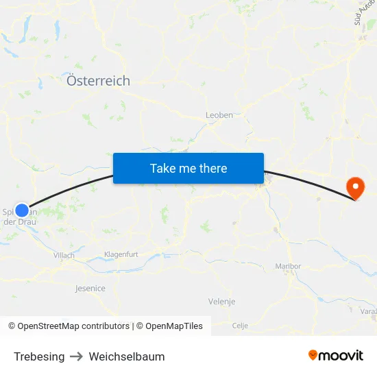 Trebesing to Weichselbaum map