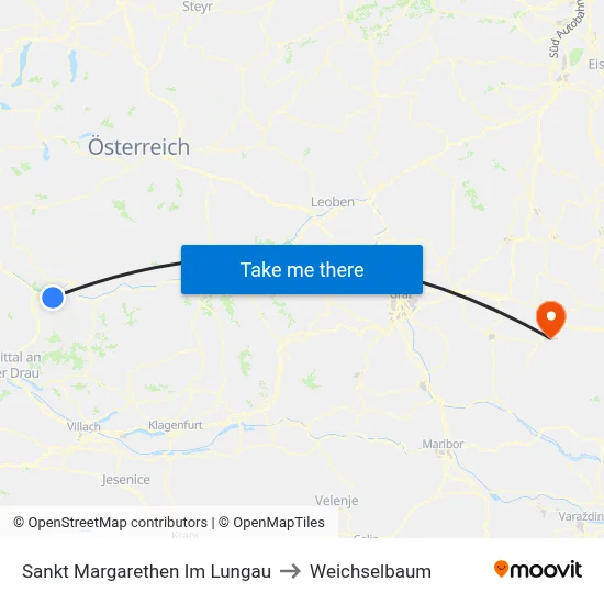 Sankt Margarethen Im Lungau to Weichselbaum map