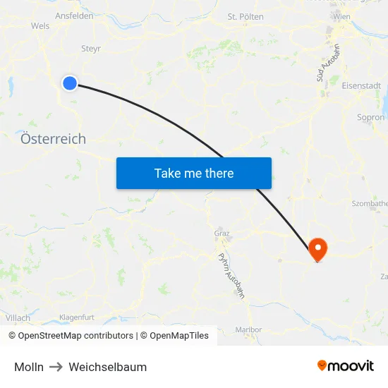 Molln to Weichselbaum map