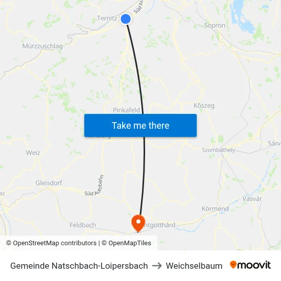 Gemeinde Natschbach-Loipersbach to Weichselbaum map