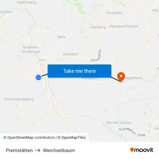 Premstätten to Weichselbaum map