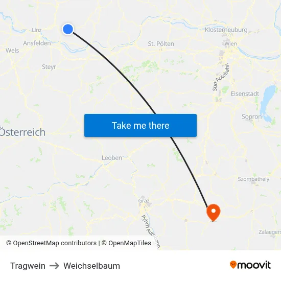 Tragwein to Weichselbaum map