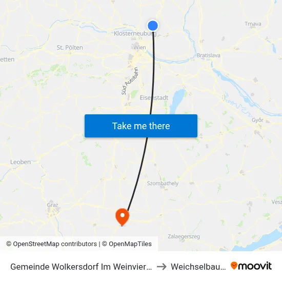 Gemeinde Wolkersdorf Im Weinviertel to Weichselbaum map
