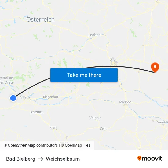 Bad Bleiberg to Weichselbaum map