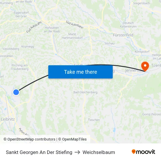 Sankt Georgen An Der Stiefing to Weichselbaum map