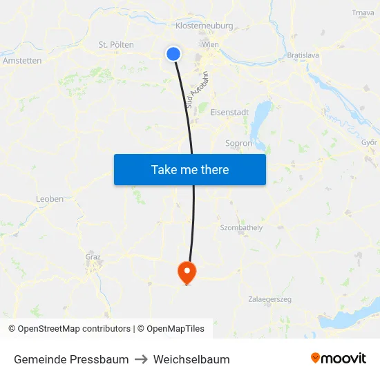 Gemeinde Pressbaum to Weichselbaum map