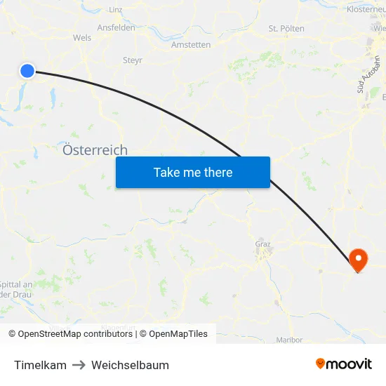 Timelkam to Weichselbaum map