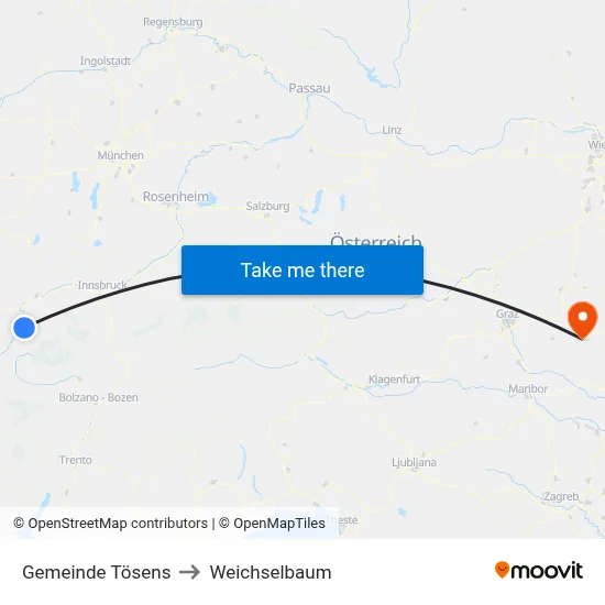 Gemeinde Tösens to Weichselbaum map