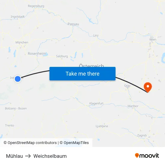 Mühlau to Weichselbaum map