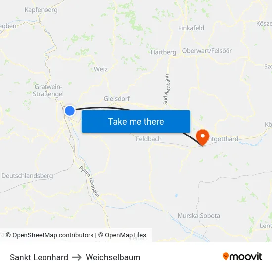 Sankt Leonhard to Weichselbaum map