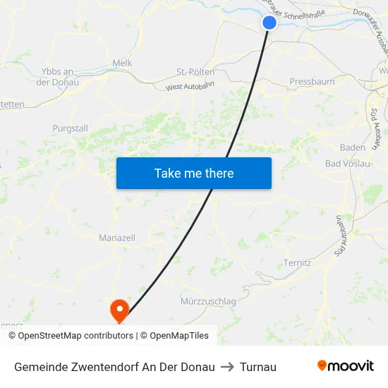 Gemeinde Zwentendorf An Der Donau to Turnau map