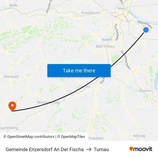 Gemeinde Enzersdorf An Der Fischa to Turnau map