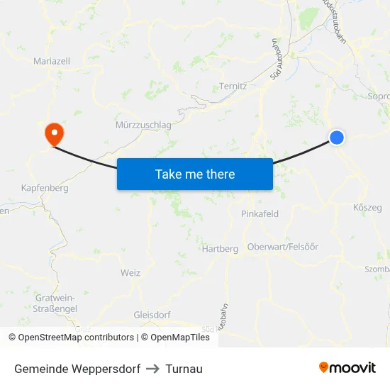 Gemeinde Weppersdorf to Turnau map