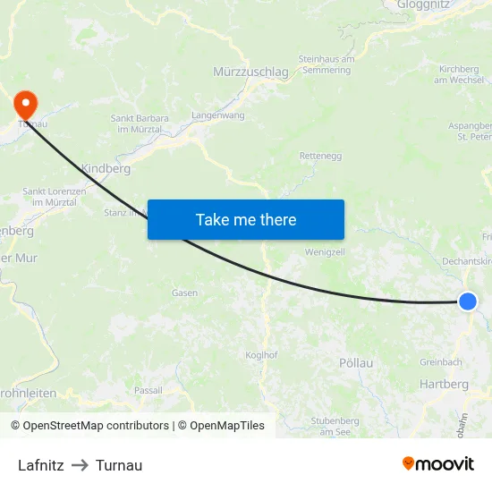 Lafnitz to Turnau map