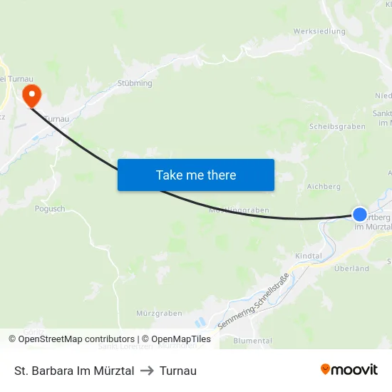 St. Barbara Im Mürztal to Turnau map