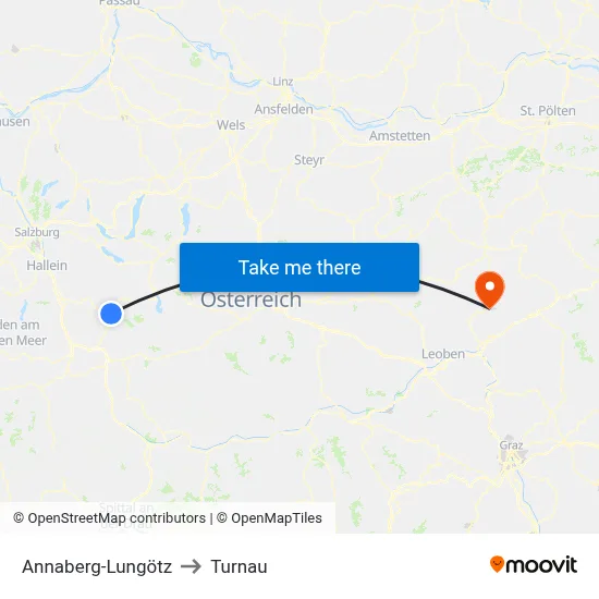 Annaberg-Lungötz to Turnau map