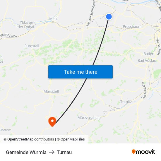 Gemeinde Würmla to Turnau map