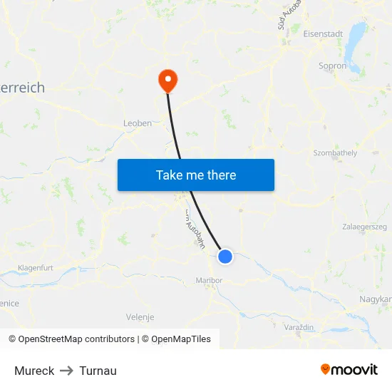 Mureck to Turnau map
