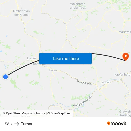 Sölk to Turnau map