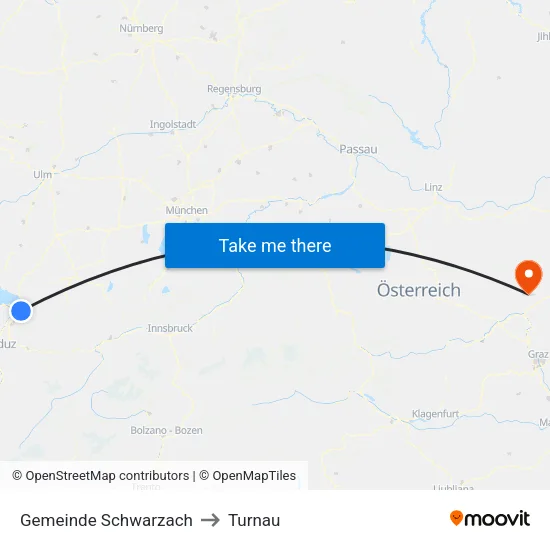 Gemeinde Schwarzach to Turnau map