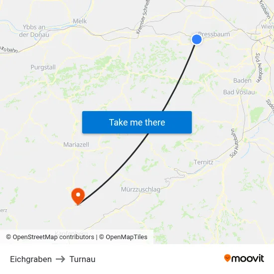 Eichgraben to Turnau map