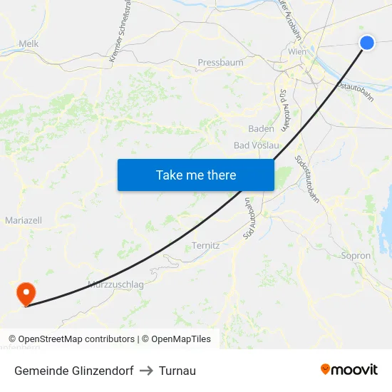 Gemeinde Glinzendorf to Turnau map