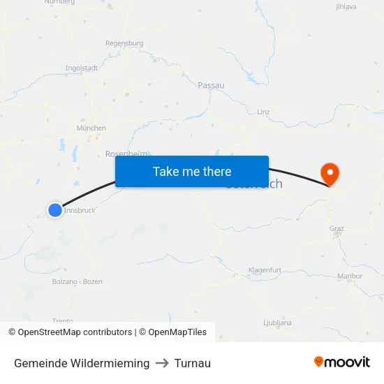 Gemeinde Wildermieming to Turnau map