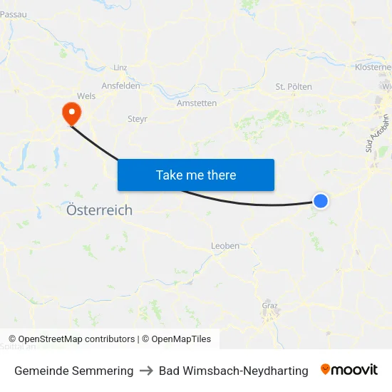 Gemeinde Semmering to Bad Wimsbach-Neydharting map