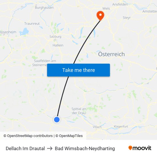 Dellach Im Drautal to Bad Wimsbach-Neydharting map