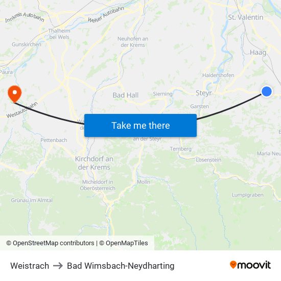 Weistrach to Bad Wimsbach-Neydharting map