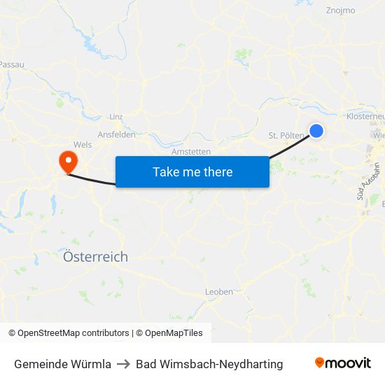 Gemeinde Würmla to Bad Wimsbach-Neydharting map