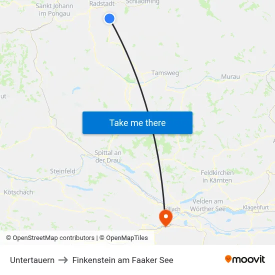 Untertauern to Finkenstein am Faaker See map