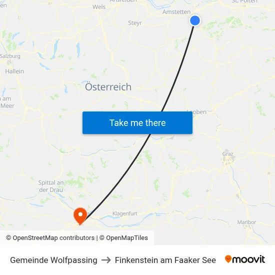Gemeinde Wolfpassing to Finkenstein am Faaker See map