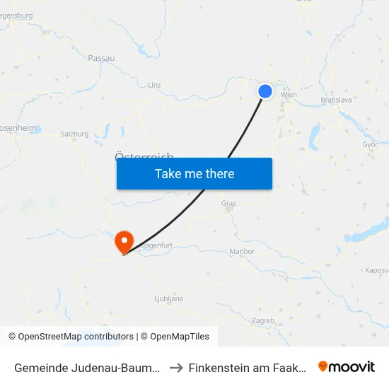 Gemeinde Judenau-Baumgarten to Finkenstein am Faaker See map