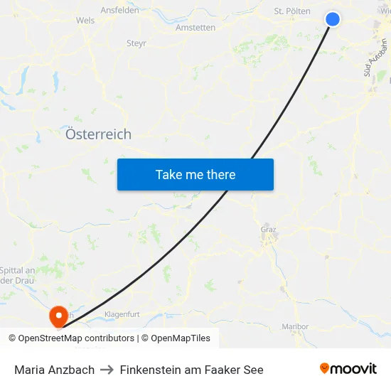 Maria Anzbach to Finkenstein am Faaker See map