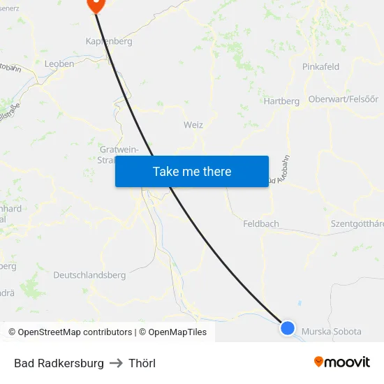 Bad Radkersburg to Thörl map