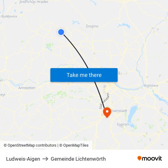 Ludweis-Aigen to Gemeinde Lichtenwörth map