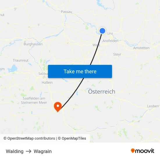 Walding to Wagrain map